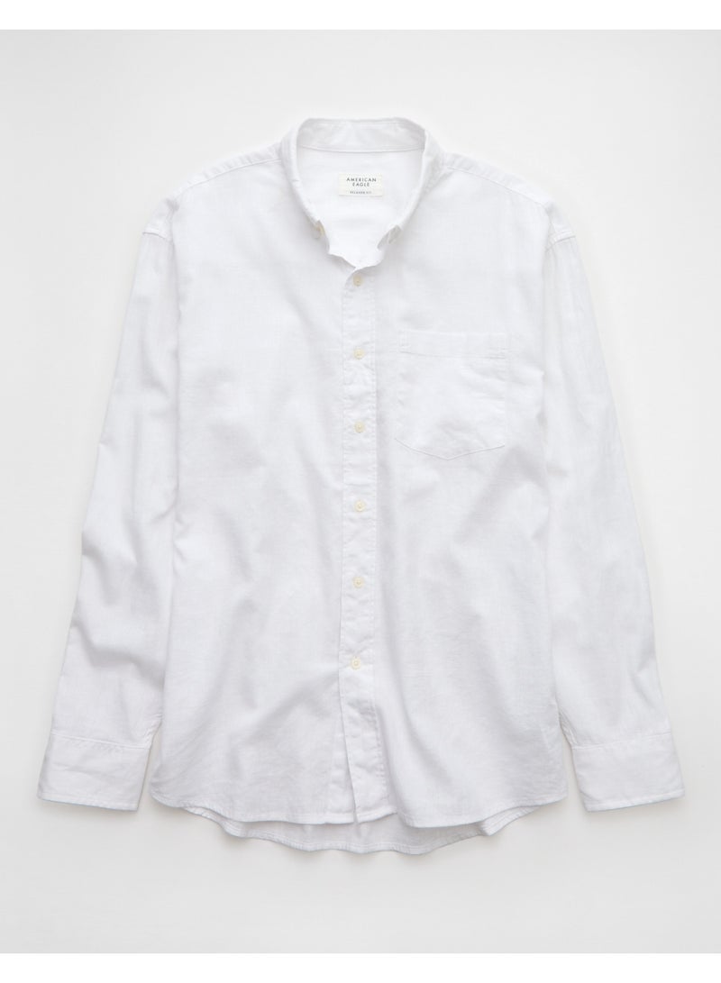 American Eagle AE Everyday Relaxed Linen-Blend Button-Up Shirt  - Image 3