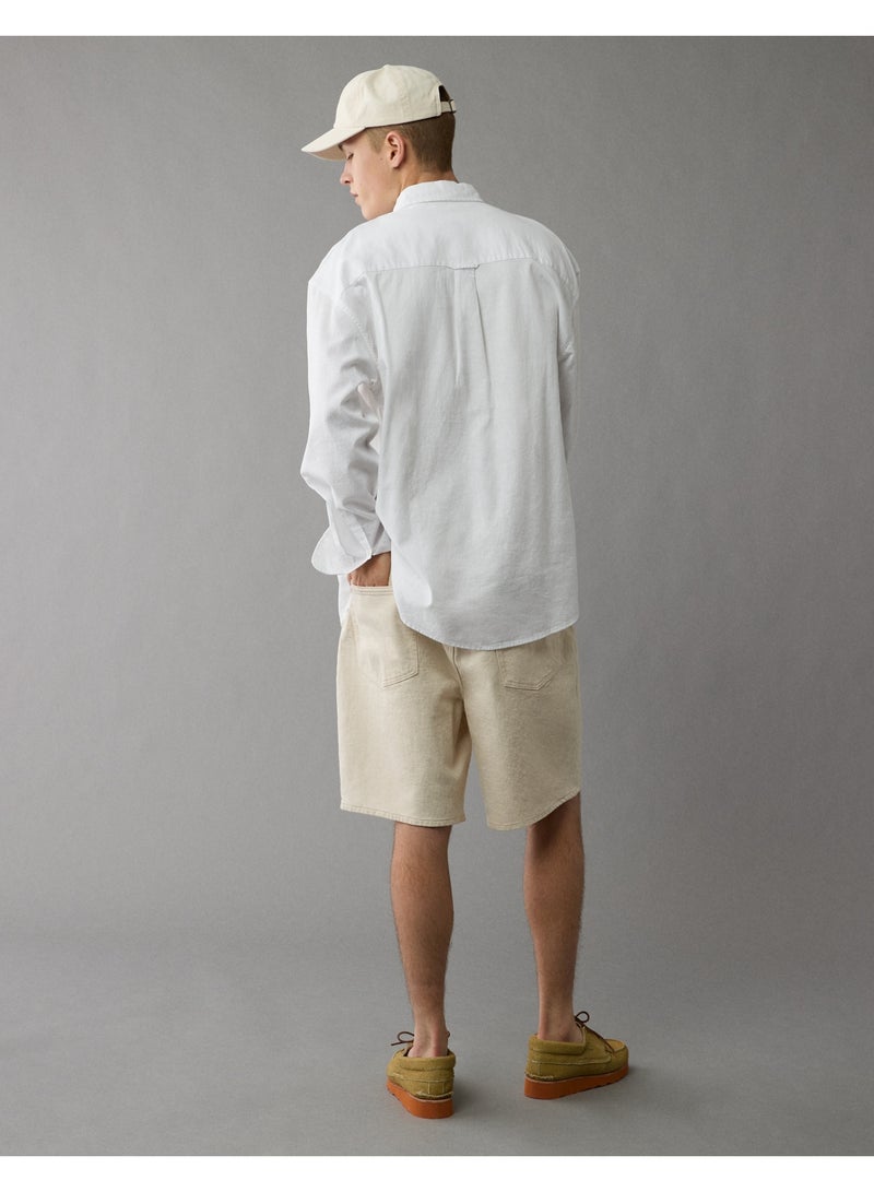 American Eagle AE Everyday Relaxed Linen-Blend Button-Up Shirt  - Image 4
