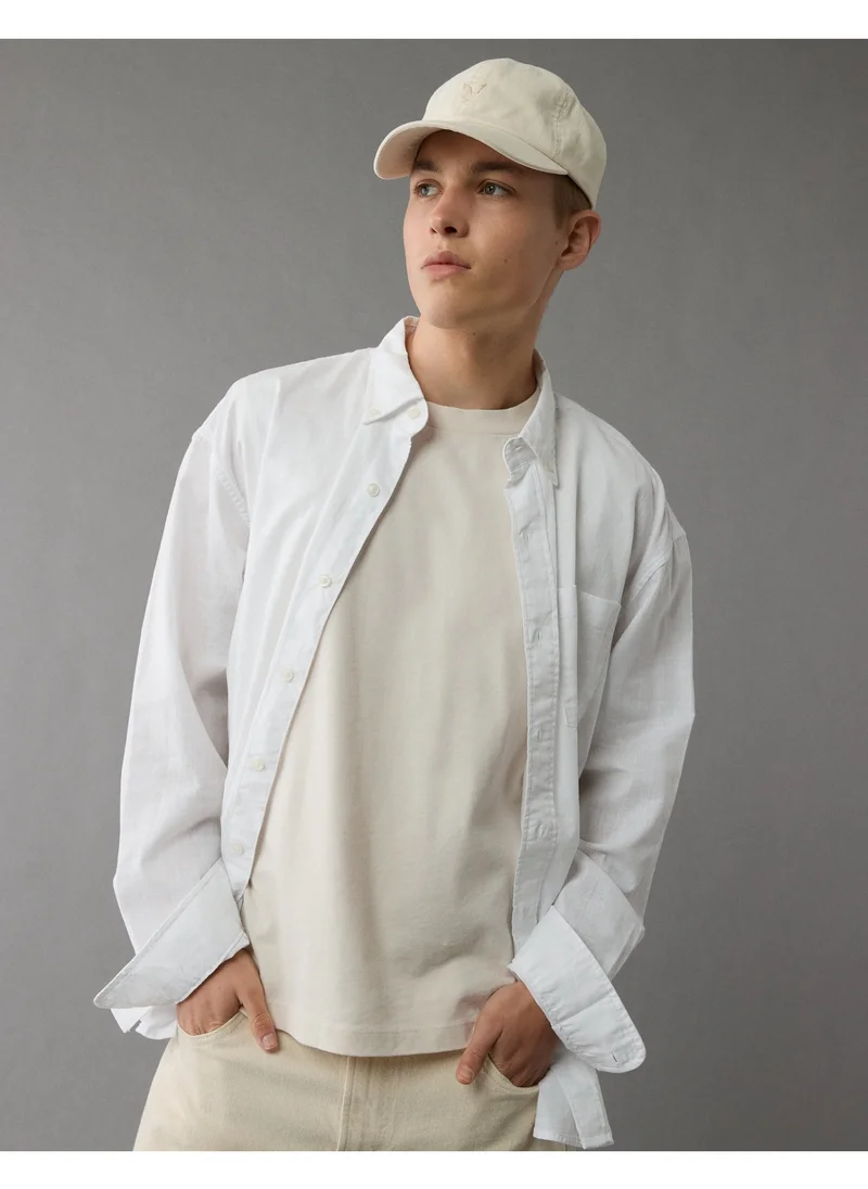 امريكان ايجل AE Everyday Relaxed Linen-Blend Button-Up Shirt