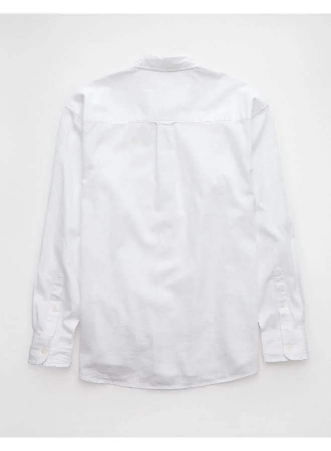 American Eagle AE Everyday Relaxed Linen-Blend Button-Up Shirt
