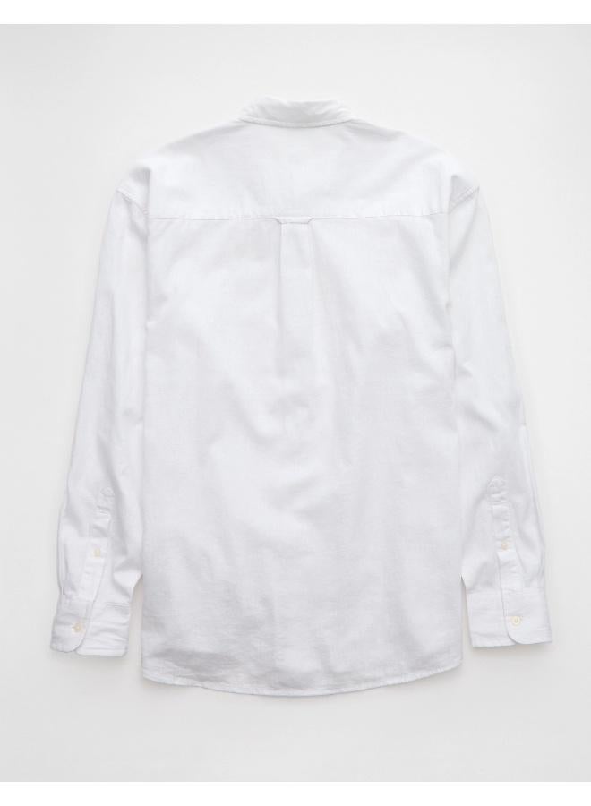 American Eagle AE Everyday Relaxed Linen-Blend Button-Up Shirt  - Image 2