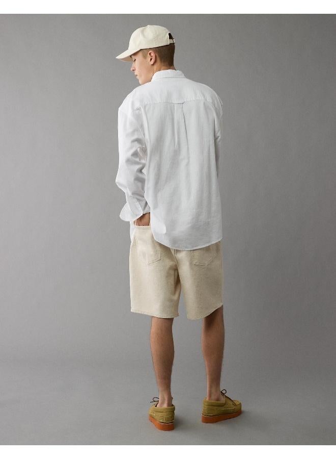 American Eagle AE Everyday Relaxed Linen-Blend Button-Up Shirt  - Image 4