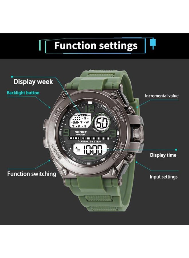 Arabest Men's Waterproof Analog Digital Wristwatch  and Sport Wrist Watch - Green - Image 3