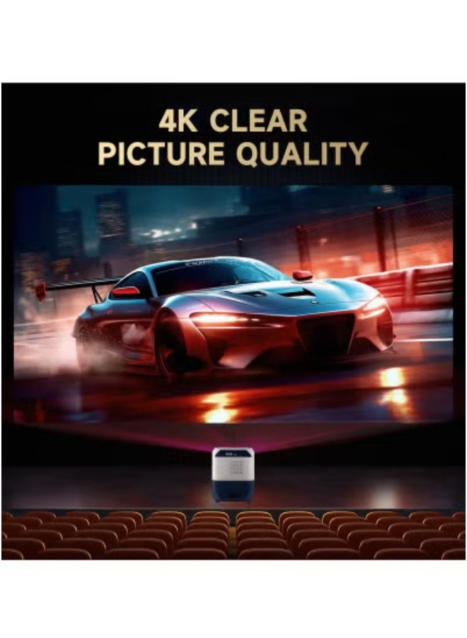 TIGER Portable Smart Home Theater 4K Projector with Built-in Wi-Fi, Bluetooth & Android OS – LED TV Projector with Manual Focus & Remote Control – HDMI/USB/AV Compatible Mobile Projector for Movies, Gaming & Presentations – Adjustable Stand & Wireless Casting  - Image 2