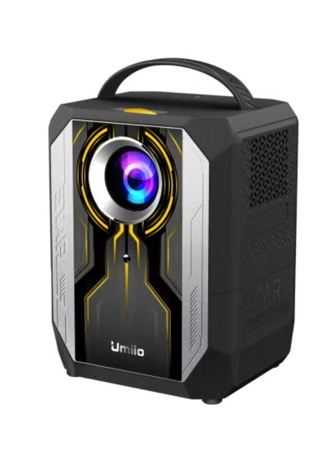 TIGER Portable Smart Home Theater 4K Projector with Built-in Wi-Fi, Bluetooth & Android OS – LED TV Projector with Manual Focus & Remote Control – HDMI/USB/AV Compatible Mobile Projector for Movies, Gaming & Presentations – Adjustable Stand & Wireless Casting  - Image 1