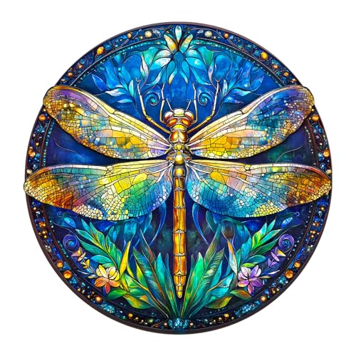 Jigfoxy Wooden Puzzles for Adults Retro Dragonfly Wood Puzzles Adult Unique AnimalShaped Wooden Jigsaw Puzzles for Adults Christmas Thanksgiving Gifts for Family and Friends M114114in200pcs - Image 1