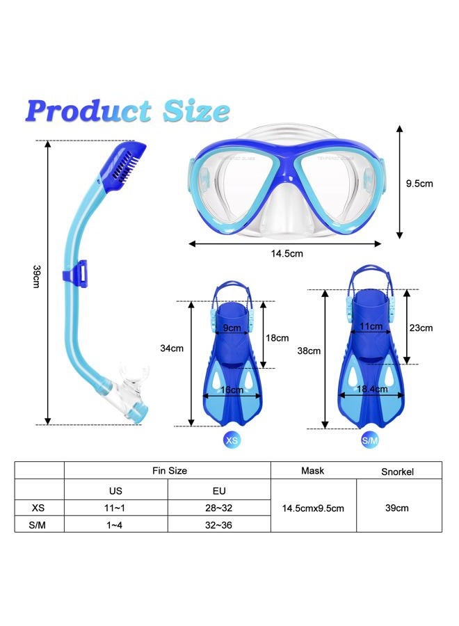 ACQCES Kids Mask Fins Snorkel Set, Dry Top Snorkeling Gear for Kids Youth Boys Girls Junior Age 5-15 - Image 2