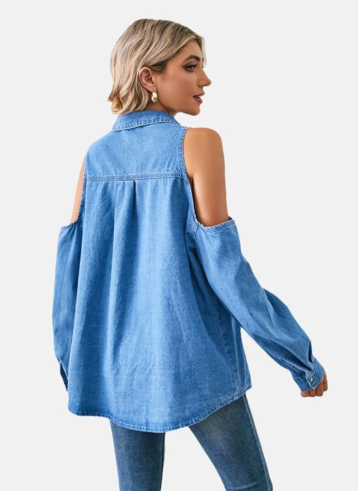 YUNIQEE Blue Plain Regular Fit Shirt