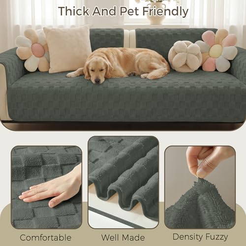 Foxdecor Fuzzy Couch Arm Covers Recliner Arm Cover, Arm Chair Covers Set of 2, Non-Slip Chair Arm Covers, Arm Rest Cover for Sofa, Armchair Slipcovers Couch Arm Protector (Grey 20x20 inch) - Image 3