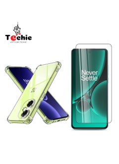 OnePlus Nord CE 3 Case and Screen Protector Combo Pack 2 in 1 - Transparent TPU Bumper Case with HD Tempered Glass Screen Protector