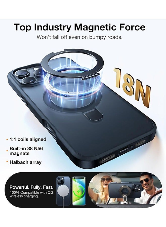 iPhone 16 Pro Case with Magnetic Invisible Stand, With Camera Lens Films Protector,  【Compatible with MagSafe】 【Drop Protection】  Shockproof Slim Translucent Matte for iPhone 16 Pro Case 6.3 Inch 2024, Black - Image 2