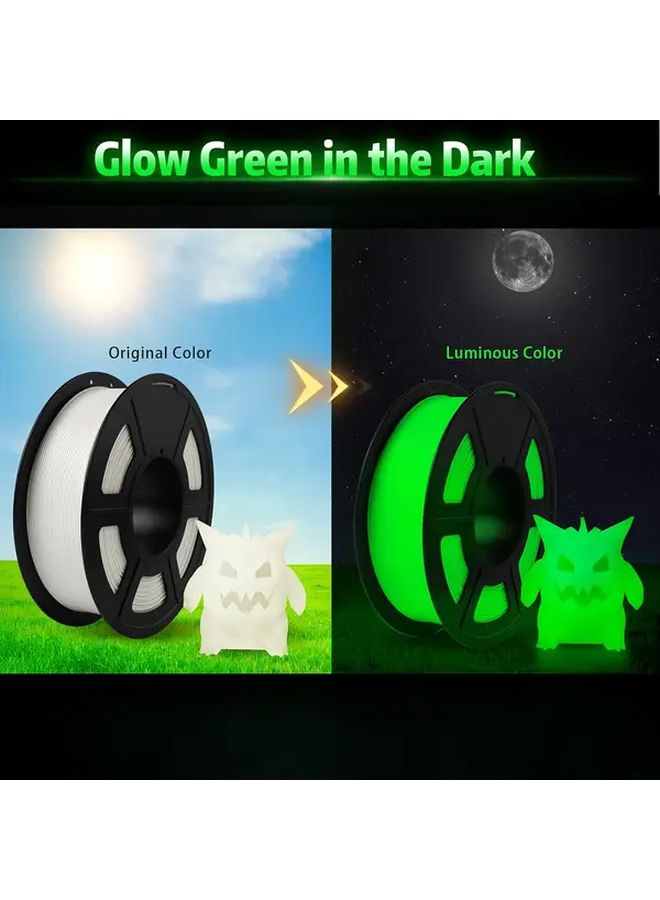 Glow Green PLA 3D Printer Filament 1.75mm 0.25kg Per Roll for FDM Printing - Image 3