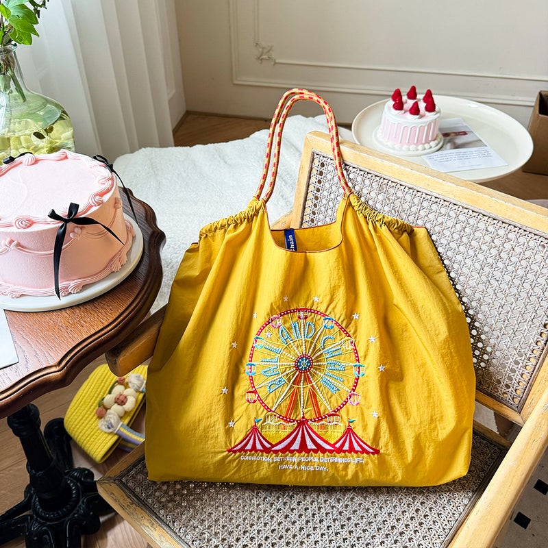 New Japanese Ball Chain Embroidered Ferris Wheel Shopping Bag Fashion All-Match Commuter Fashion Shoulder Bag - Image 5