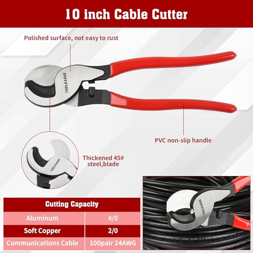 TOOLEAGUE 3Pcs Bolt Cutter Pliers Set,8"and 14" Heavy Duty Bolt Cutters,10" Wire Cable Cutter with Storage Bag,CR-V Blade, Easily Cut Locks, Screws,Rods, Chains - Image 4