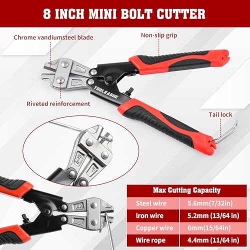 TOOLEAGUE 3Pcs Bolt Cutter Pliers Set,8"and 14" Heavy Duty Bolt Cutters,10" Wire Cable Cutter with Storage Bag,CR-V Blade, Easily Cut Locks, Screws,Rods, Chains - Image 3