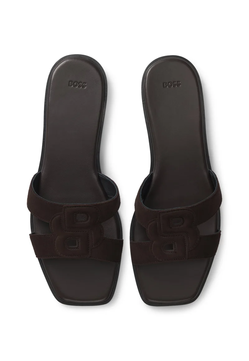BOSS  Suede slides with stitched Double B monogram for Women | Best Price UAE
