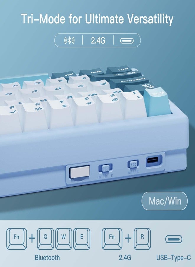 BOYI GMK67 65% Mechanical Keyboard,Hot-Swappable Bluetooth5.0/2.4G/Type-C Tri-Mode Wireless RGB Gasket Mounted Customized South-Facing LED Gaming Keyboard(Blue) - Image 5