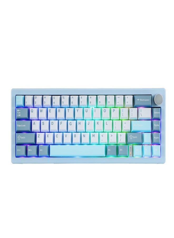 BOYI GMK67 65% Mechanical Keyboard,Hot-Swappable Bluetooth5.0/2.4G/Type-C Tri-Mode Wireless RGB Gasket Mounted Customized South-Facing LED Gaming Keyboard(Blue) - Image 1