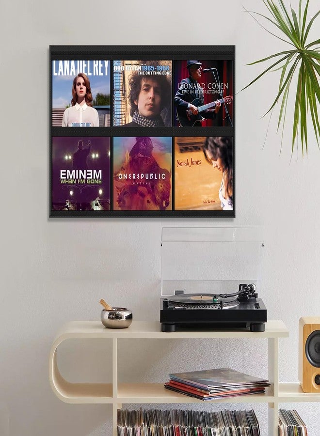 ALSLEA Vinyl Record Wall Shelf - 6 Pocket Oxford Fabric Grid Organizer for 12" LP Covers, No Tools Mounting, Modern Record Display - Image 5