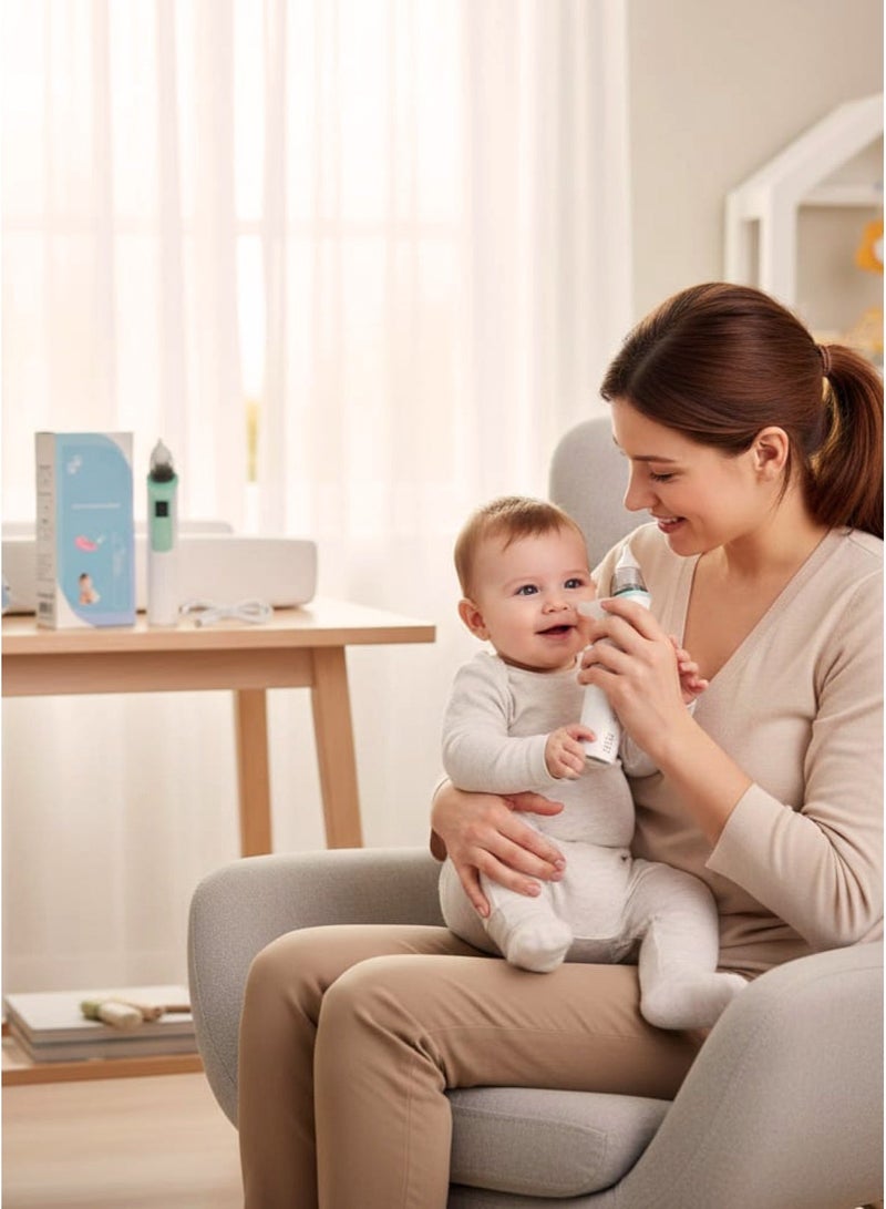 Electric Baby Nasal Aspirator, Newborn & Infant Mucus Remover, Nasal Congestion Cleaner, Adjustable Suction Levels, Food-Grade Silicone Tips, Low-Noise Design, USB Rechargeable - Image 2
