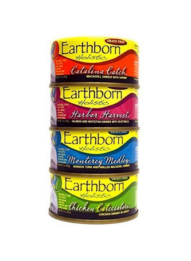 Earthborn Holistic - Earthborn Holistic Wet Cat Food Variety Pack - 4 Flavors (Catalina Catch, Harbor Harvest, Chicken Catcciatori, and Monterey Medley) - 3 Ounces Each (12 Total Cans) by Earthborn Holistic - Image 1
