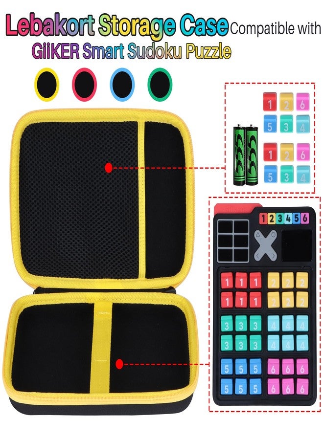 Lebakort Storage Case Compatible with GiiKER Smart Sudoku Puzzle Original 2500 Challenges Sudoku Brain Teaser Puzzle (Black + Yellow Case) - Image 3