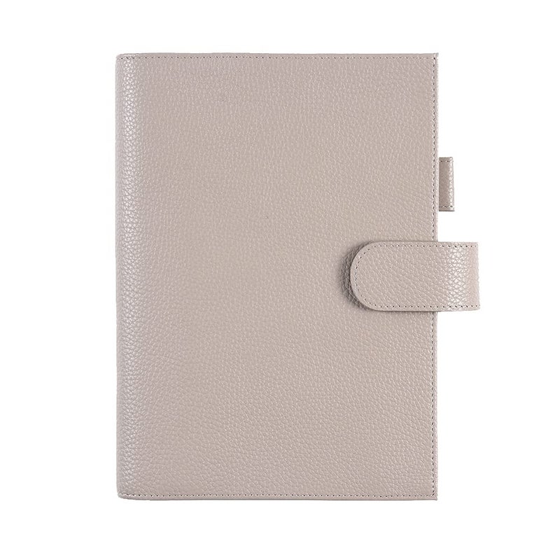 Moterm Leather Cover for A5 Notebooks - Fits Hobonichi Cousin, Stalogy and Midori MD Planners, with Pen Loop, Card Slots and Back Pocket (Pebbled-Taupe) - Image 1
