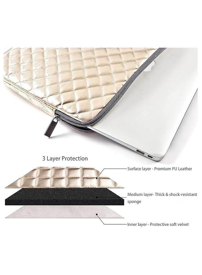 Energy case Energy Case ® Laptop Sleeve 15.6 Inch, Shockproof Protective Traveling Computer Case, Water Resistant Portable Laptop Carrying Bag Compatible for Lenovo, HP, Dell, Asus, Notebook (gold) - Image 2