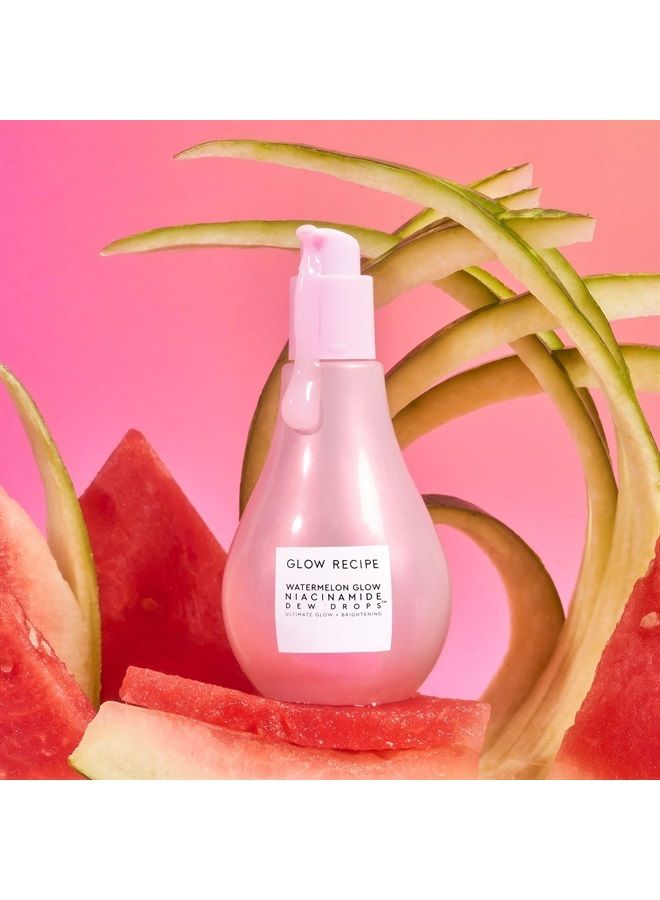 GLOW RECIPE قطرات الندى المتلألئة من البطيخ مع النياسيناميد - سيروم مرطب مع حمض الهيالورونيك، زيت المورينغا + فيتامين E - سيروم وجه خفيف الوزن ومُضيء سائل - حجم كبير (80 مل) - Image 2