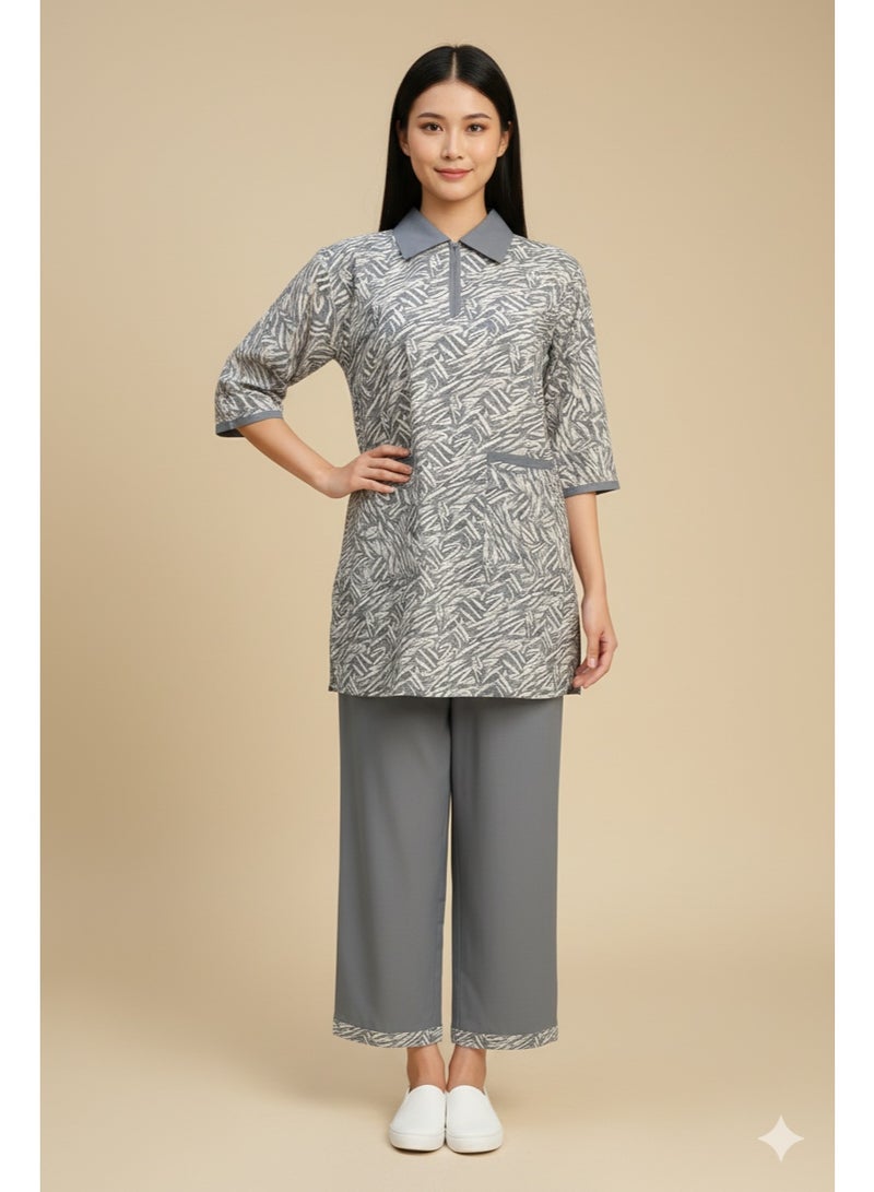 زي عاملة منزلية باللون الرمادي