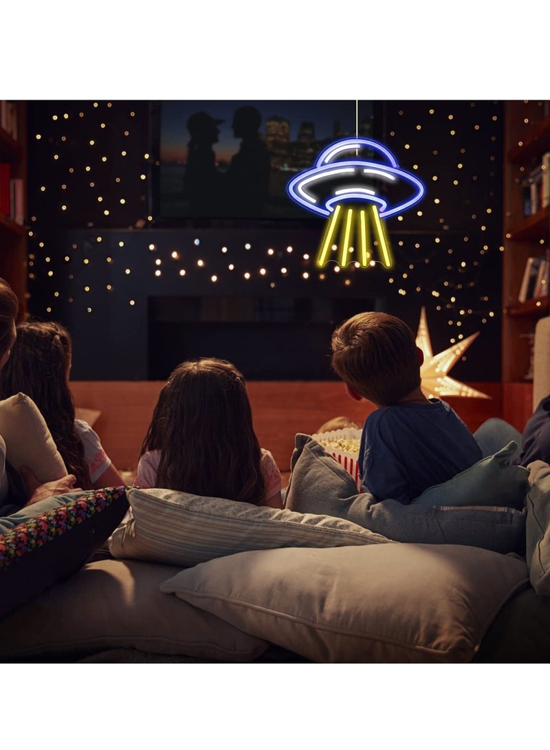 SOLARAE UFO Neon Sign, Neon Sign For Room, Alien Led Neon Light Wall Decor, Spacecraft Neon Light Sign, Spaceship Neon Signs, for Bedroom Game Room Wall Decor, for UFO Lovers Bedroom Gift - Image 3