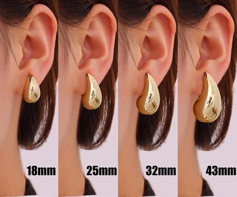 Gacimy 14K Gold Plated Teardrop Earrings Dupes for Women, Chunky Drop Earrings for Women with 925 Sterling Silver Post, 0.7 Inches - Image 5