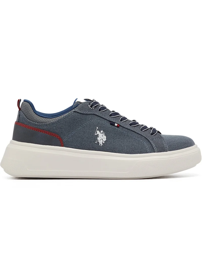 يو اس بولو اسن Men's Blue Low-Top Sneakers - Lightweight & Trendy Design for Everyday Wear