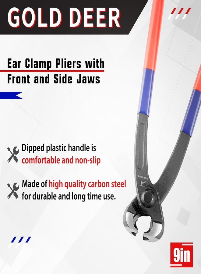 GOLD DEER 9 Inches Ear Clamp Pliers With Front And Side Jaws Pinch Clamp Plires Crimpers Tools For Side Or Front Clamp Crimps Crimping Tool Crimping Pliers Clamp Tools Pincer Crimper Tool - Image 2