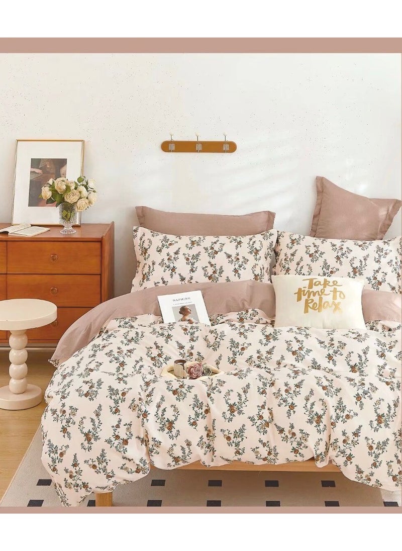 AL RAID - 6-Piece King Size Cotton Bedding Set - Includes Duvet Cover 220x240 cm, Fitted Sheet 200x200+25 cm, 4 Pillowcases 50x75 cm - Soft, Durable, Elegant Design, Perfect King Size Bed Set - Image 1