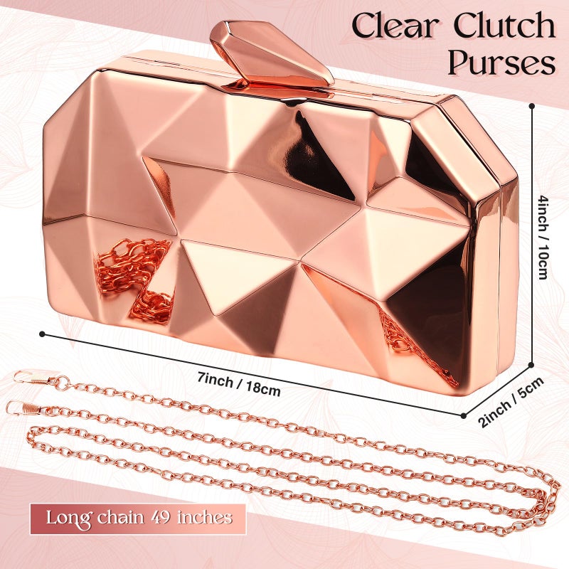 Jadive 5 Pcs Clutch Purse for Women Evening Prom Purses Metallic Handbag for Valentines Wedding Banquet Retro Jewelry Set - Image 4