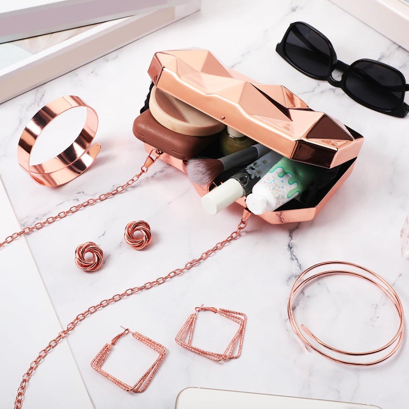 Jadive 5 Pcs Clutch Purse for Women Evening Prom Purses Metallic Handbag for Valentines Wedding Banquet Retro Jewelry Set - Image 3