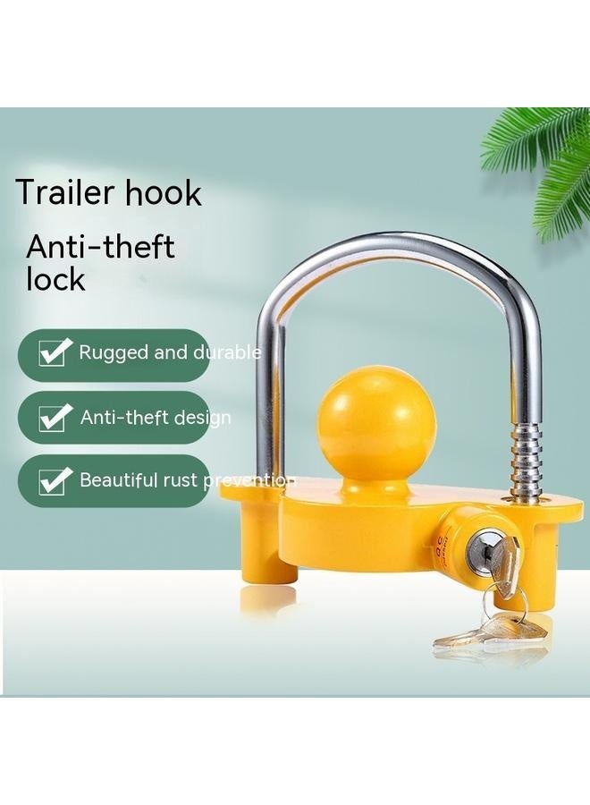 Universal Trailer Ball Tow Hitch Lock Adjustable,Heavy-Duty Steel,Fit for Towing Caravan Trailer Security with  Keys Yellow - Image 5