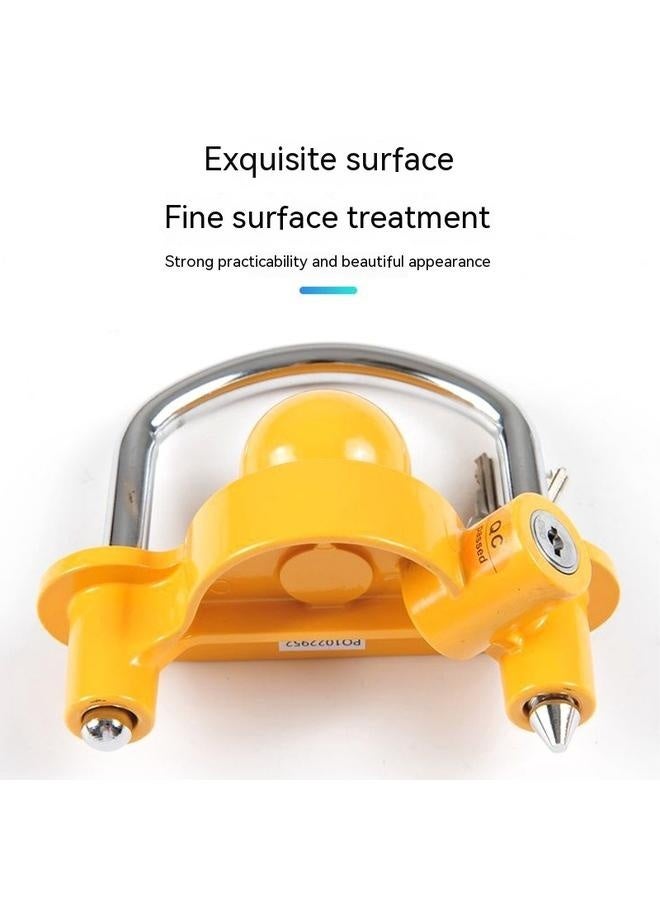 Universal Trailer Ball Tow Hitch Lock Adjustable,Heavy-Duty Steel,Fit for Towing Caravan Trailer Security with  Keys Yellow - Image 4