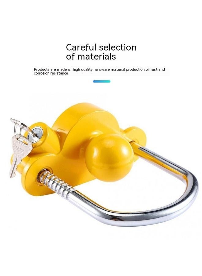 Universal Trailer Ball Tow Hitch Lock Adjustable,Heavy-Duty Steel,Fit for Towing Caravan Trailer Security with  Keys Yellow - Image 3
