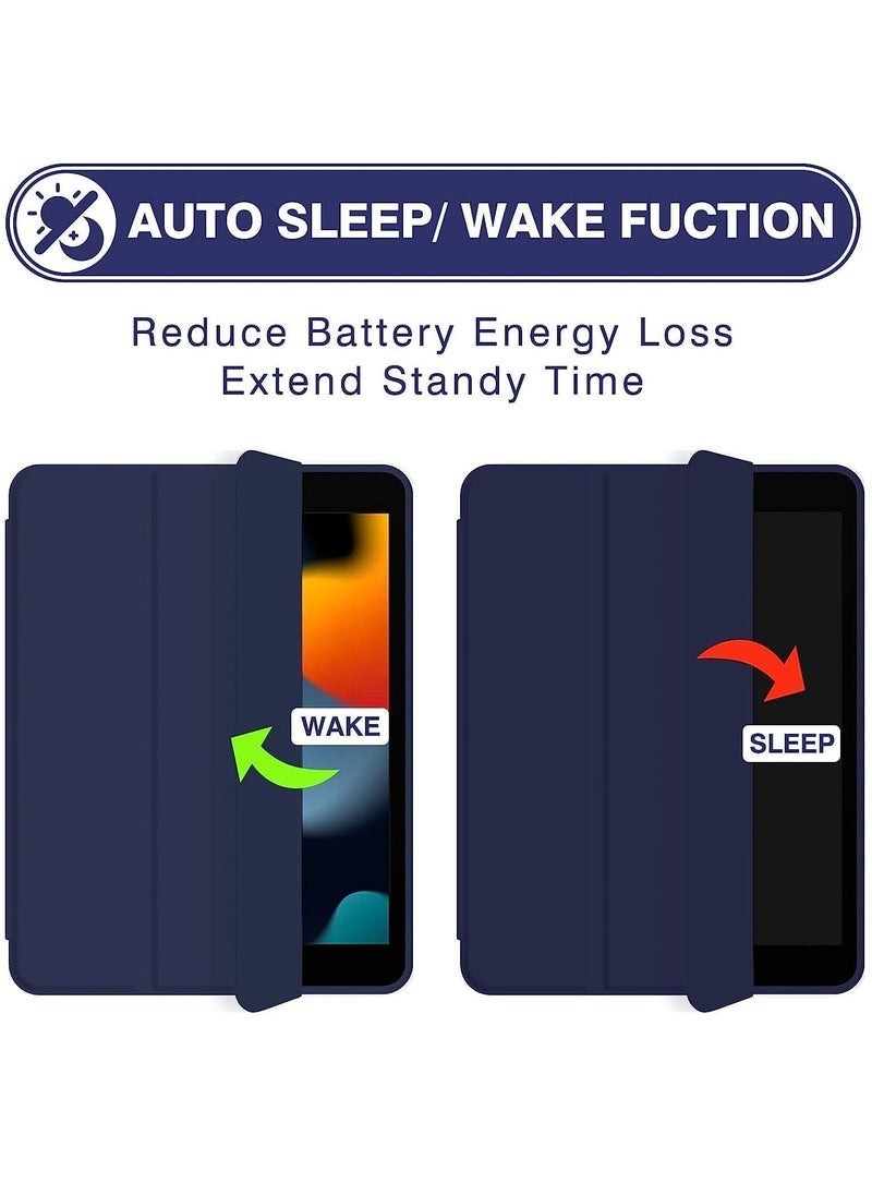 دوسالا حافظة آيباد 10.2 متوافقة مع آيباد الجيل التاسع والثامن والسابع (2021/2020/2019) - غلاف أنيق بلون أزرق داكن مع ظهر ناعم من TPU - خاصية الاستيقاظ التلقائي والنوم - قاعدة ثلاثية ذكية - حامل قلم متضمن - حافظة لوحي خفيفة الوزن ومتينة - Image 4