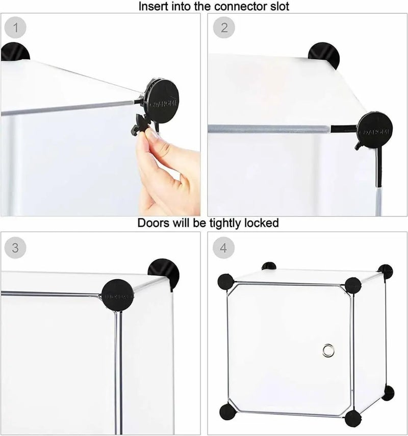 EXVITO Kids Portable DIY Cartoon Giraffe Wardrobe | Multi-Shelf Foldable Almirah for Baby Clothes Storage | 6+2 Door Plastic Kids Cupboard with Hanging Space & Drawers | Storage Organizer - Purple - Image 5