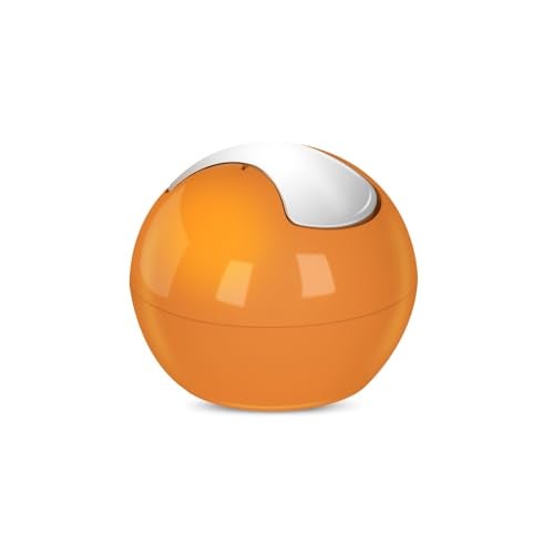 Jaypee Plus Counter Top Bin Plastic Dustbin with Chrome Finish Swivel Top |Light Weight Compact and Stylish Waste Bin for Home and Office Desk |Orange - Image 1