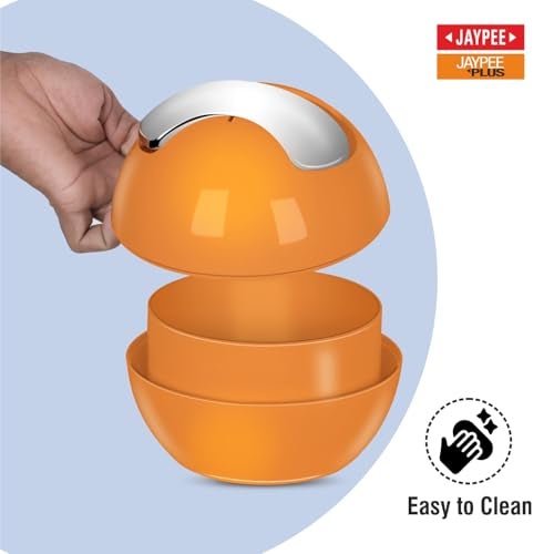 Jaypee Plus Counter Top Bin Plastic Dustbin with Chrome Finish Swivel Top |Light Weight Compact and Stylish Waste Bin for Home and Office Desk |Orange - Image 5