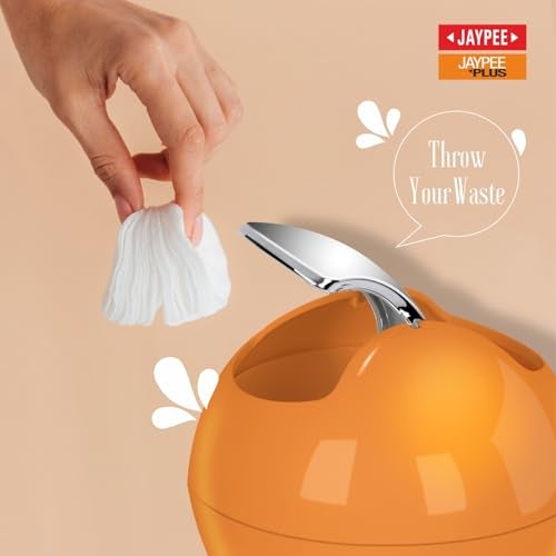 Jaypee Plus Counter Top Bin Plastic Dustbin with Chrome Finish Swivel Top |Light Weight Compact and Stylish Waste Bin for Home and Office Desk |Orange - Image 3