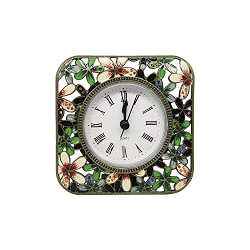 Pewery Decorative Mini Table Clock, Vintage Metal Silent Analog Quartz Battery Operated Table Top Clock for Living Room Decor Shelf - Image 1