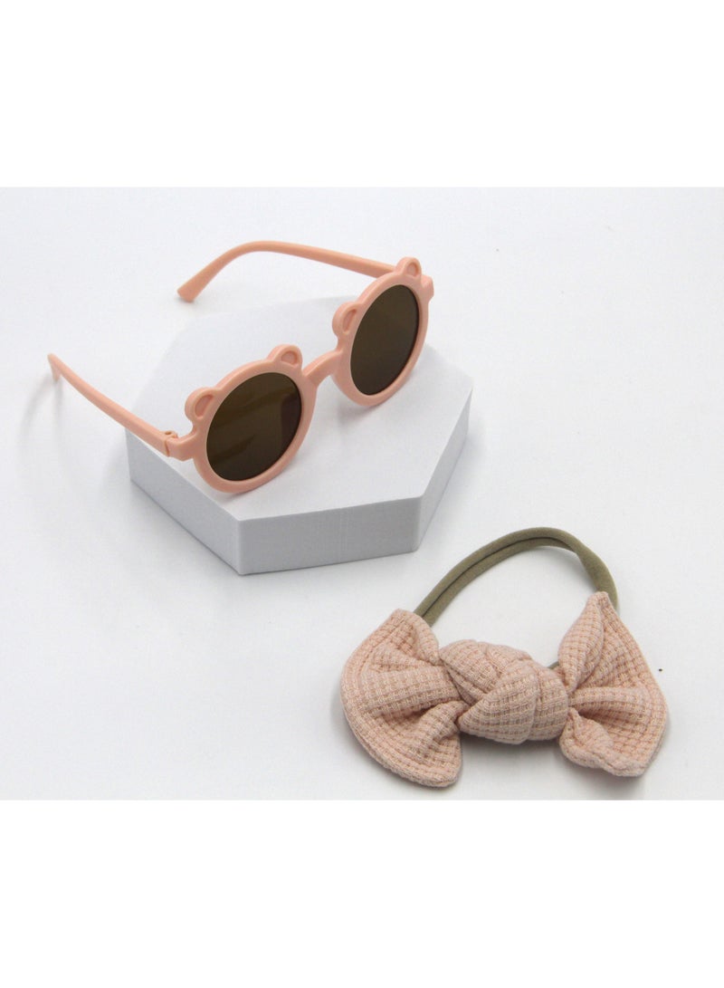 دىدانيالا طقم نظارة وربطة شعر آيلا للبنات والأطفال - وردي فاتح - Image 3
