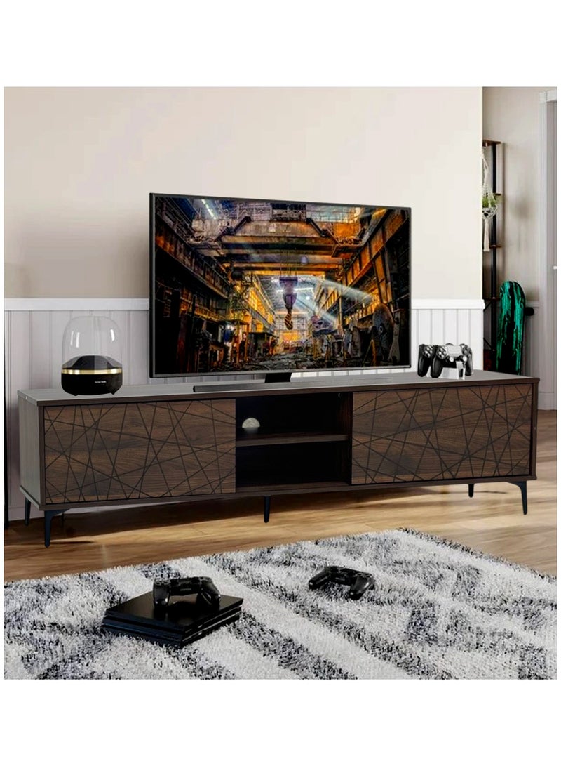 Living طاولة تلفزيون بلازما خشبية مع رف 160 سم - Image 1