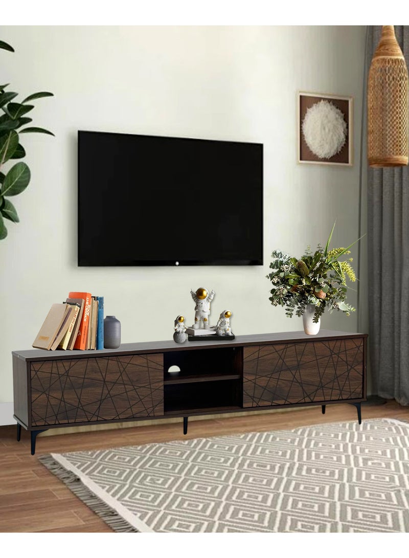 Living طاولة تلفزيون بلازما خشبية مع رف 160 سم - Image 3