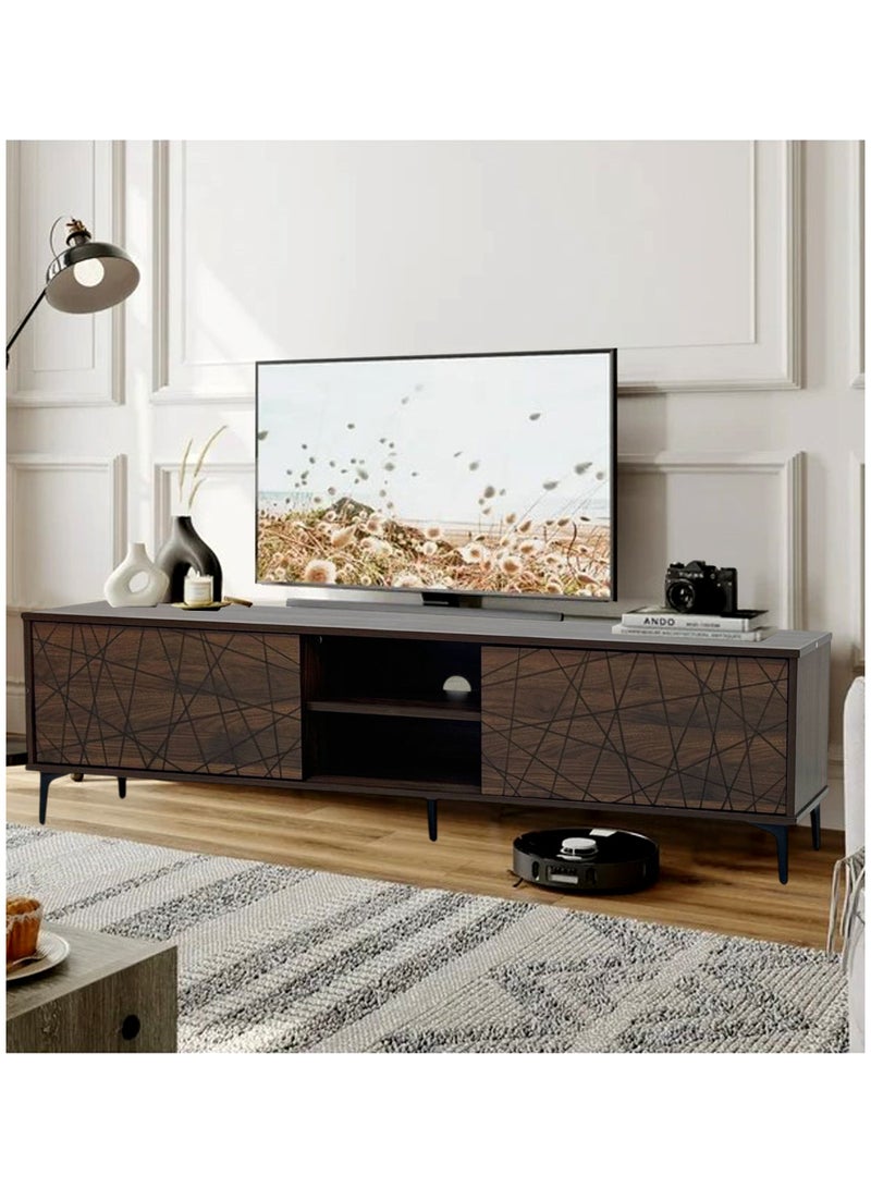 Living طاولة تلفزيون بلازما خشبية مع رف 160 سم - Image 2